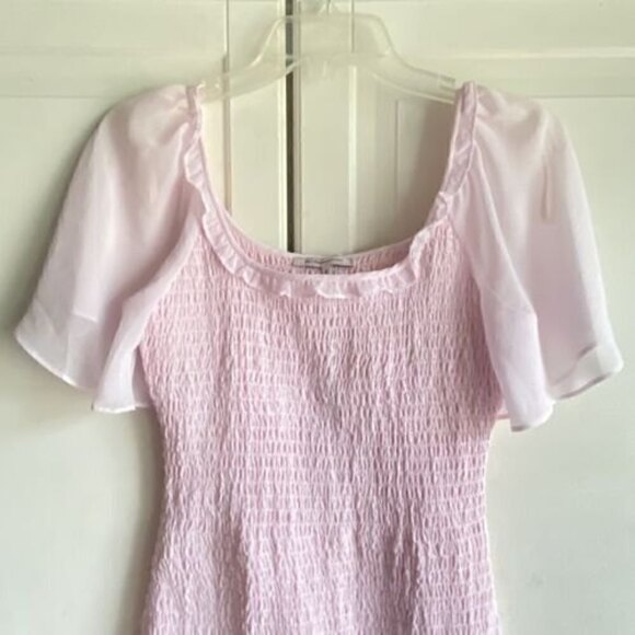 BCBGeneration Women’s Sz 2 Smocked Pink Tiered Ruffle Dress NWT - Picture 3 of 12
